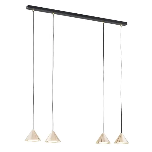 Czarno złota lampa wisząca nad stół cztery stożkowe klosze Emibig 1329/4 Elit 4xGX53 90cm Bestseller