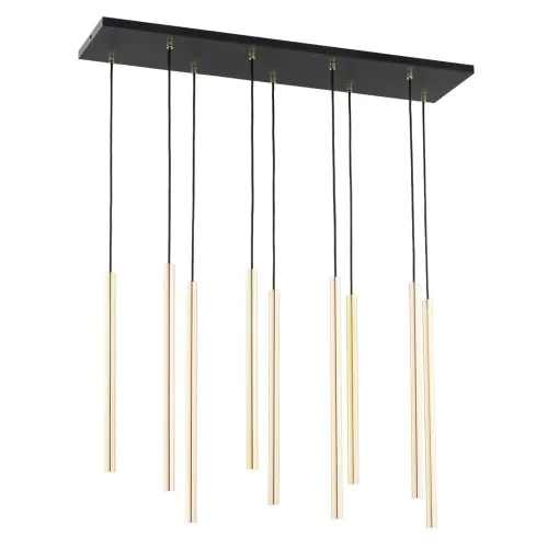 Czarna lampa wisząca z dziewięcioma smukłymi złotymi walcami Emibig 1332/9 Selter 9xG9 90cm Kup online