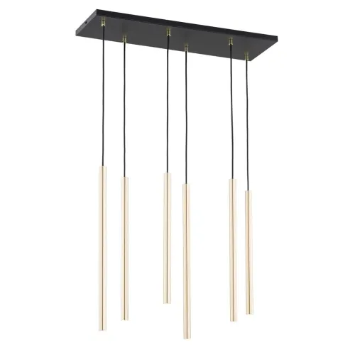 Czarna lampa wisząca z sześcioma smukłymi złotymi walcami Emibig 1332/6 Selter 6xG9 70cm Zamów teraz