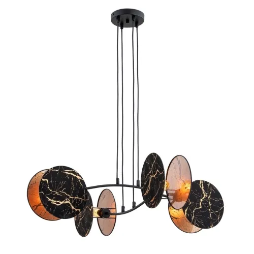 Czarna lampa wisząca z okręgami w marmurowy wzór Emibig 1327/4 Motif 4xE27 Ekspresowa dostawa