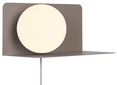 Brązowa lampa ścienna z półką i białą szklaną kulą Nordlux 2312931018 Lilibeth E14 Okazja