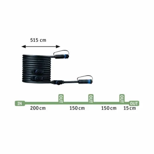 Czarny przewód przyłączeniowy 5m 4 wyjścia Paulmann 94596 Plug & Shine Premium