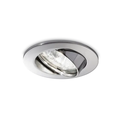 Hit sprzedaży Chromowana okrągła regulowana lampa podtynkowa z ramką Ideal Lux 83131 Swing GU10 8,2cm x 9cm