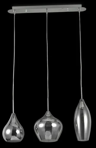 Sprawdź teraz Lampa wisząca na satynowej listwie 60cm z trzema szklanymi chromowanymi kloszami cebulkami Ideal Lux 111865 Soft 3xE14