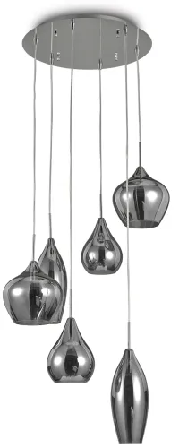 Ostatnia szansa Lampa wisząca z szklanymi kloszami nad stół Ideal Lux 111841 Soft 6xE14 60cm x 135cm chrom