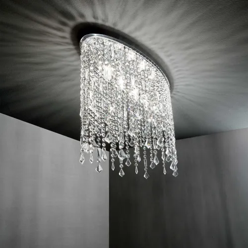Lampa sufitowa plafon z chromowaną podstawą i wisiorkami z kryształkami Ideal Lux 008370 Rain 3xE14 Ostatnia szansa