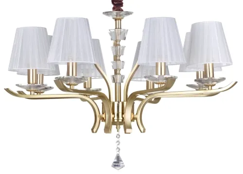 Złoty żyrandol z abażurami i kryształem lampa wisząca Ideal Lux 197739 Pegaso 8xE14 76cm x 150cm Kup teraz