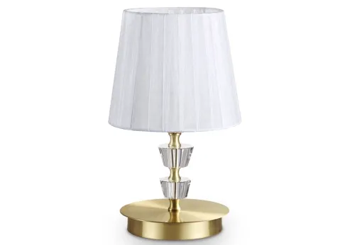 Włoska lampa nocna mosiężna podstawa szklane dodatki biały plisowany abażur Ideal Lux 197753 Pegaso E14 30cm x 18cm Obniżka ceny