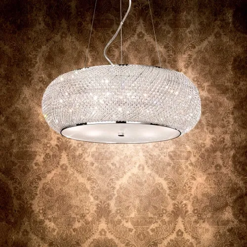 Kryształowa lampa wisząca z Włoch Ideal Lux 164977 Pasha 14xE14 65cm chrom Tylko do końca tygodnia