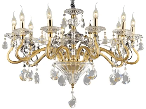 Bestseller Włoski złoty kryształowy żyrandol do dużych pomieszczeń Ideal Lux 087771 Negresco 10xE14 85cm