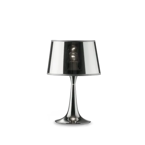 Mała chromowana lampa stołowa z abażurem Ideal Lux 032368 London E27 36cm x 23cm Obniżka ceny