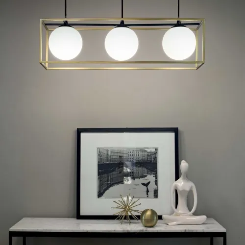 Kup teraz Lampa wisząca nad stół szklane kule w złotej ramie na czarnym zawiesiu Ideal Lux 198125 Lingotto 3xE14