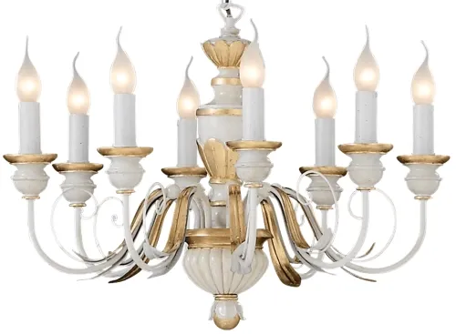 Biało złoty klasyczny włoski masywny żyrandol Ideal Lux 012872 Firenze 8xE14 64cm x 105cm Oferta limitowana