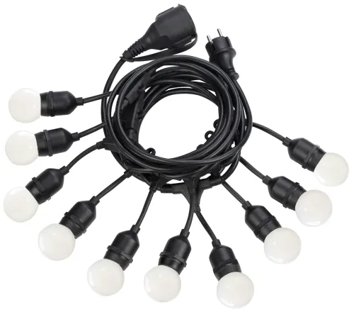Czarny kabel 6 m z wtyczką i 10 żarówkami do ogrodu Ideal Lux 246796 Fiesta E27 IP44 Popularny