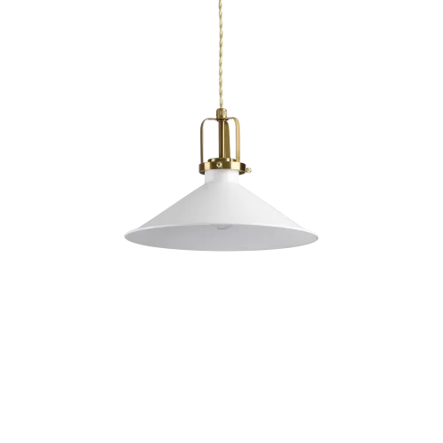 Obniżka ceny Lampa wisząca do kuchni biały klosz złote dodatki i kabel w oplocie Ideal Lux 238173 Eris-3 E27 29cm x 208cm