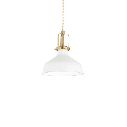 Wyprzedaż Lampa wisząca do kuchni biały klosz złote dodatki i kabel w oplocie Ideal Lux 238104 Eris-2 E27 21cm x 210cm