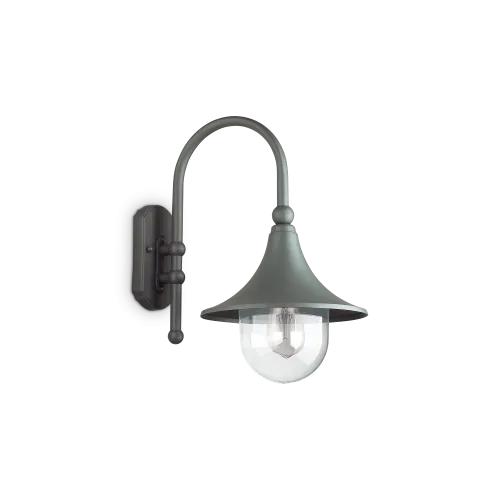 Czarna zewnętrzna lampa ścienna kinkiet elewacyjny z kloszem i daszkiem Ideal Lux 024134 Cima E27 IP43 Dodaj do koszyka