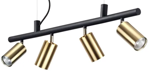 Okazja Lampa wisząca cztery mosiężne regulowane reflektory na czarnej listwie Ideal Lux 244624 Dynamite 4xGU10 76cm x 225cm