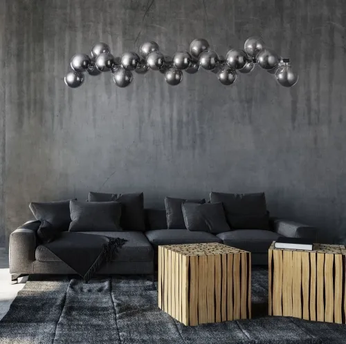 Ostatnie sztuki Lampa podłużna wisząca chromowana z szklanymi kulami Maytoni MOD547PL-25CH Dallas 25xG9 123cm x 139cm