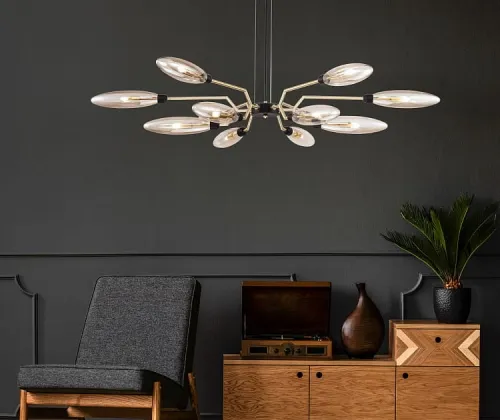Lampa Wisząca Nowoczesny Designerski Żyrandol Maytoni MOD012CL-12G Ventura 12xG9 127cm x 27cm złoty Wysoka jakość