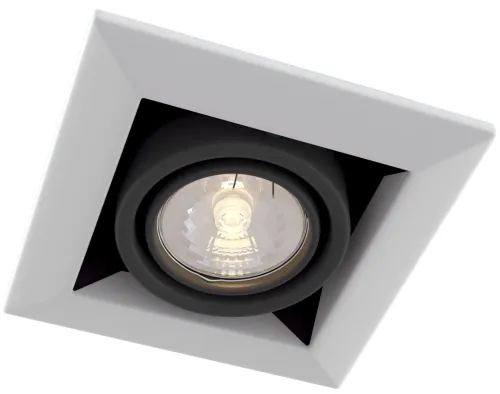 Czarno biała lampa kwadratowa podtynkowa regulowana z ramką Maytoni DL008-2-01-W Metal Modern GU10 12,6cm x 7,8cm Zniżka