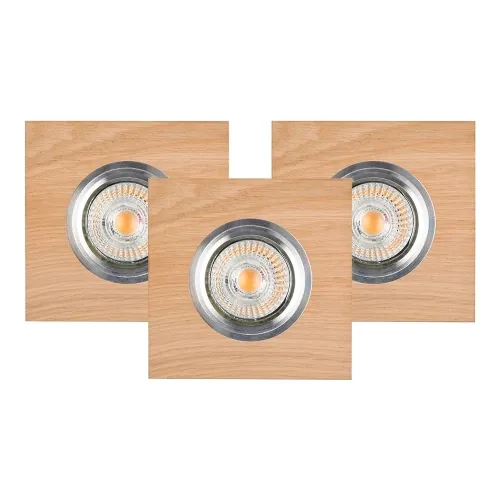Wysoka jakość Lampa podtynkowa kwadratowa z drewna dębowego zestaw 3 sztuki Spot-Light 2515374 Vitar 3xGU10 1cm x 9,5cm