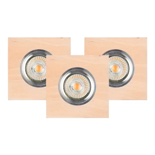 Lampa podtynkowa kwadratowa z drewna brzozowego zestaw 3 sztuki Spot-Light 2515360 Vitar GU10 1cm x 9,5cm Szybka wysyłka