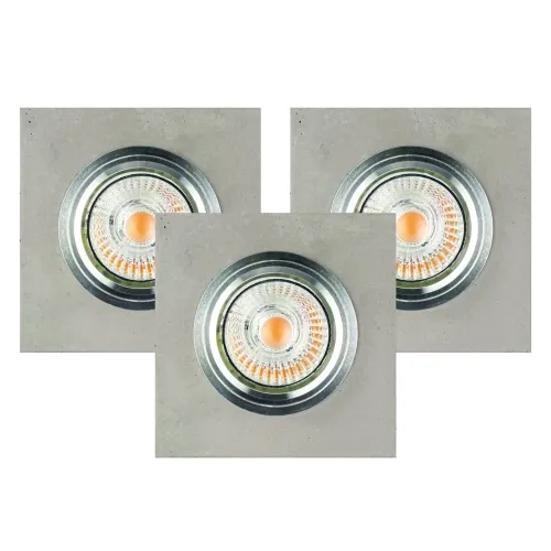 Cena promocyjna Lampa podtynkowa kwadratowa z betonu szara zestaw 3 sztuki Spot-Light 2515336 Vitar 3xGU10 1cm x 9,5cm