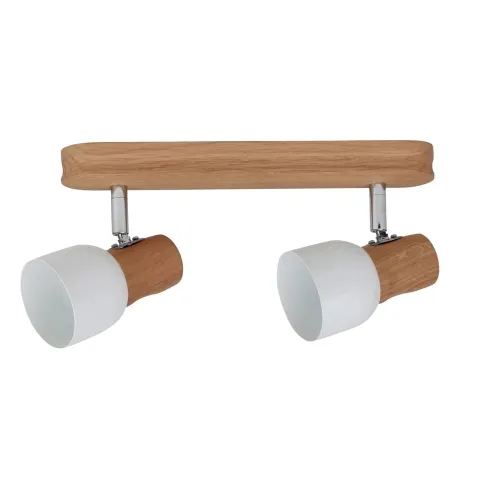 Lampa sufitowa listwa z drewna dębowego dwa reflektory z metalowym białym kloszem Spot-Light 2239274 Svantje 2xE14 17cm x 29cm Szybka dostawa