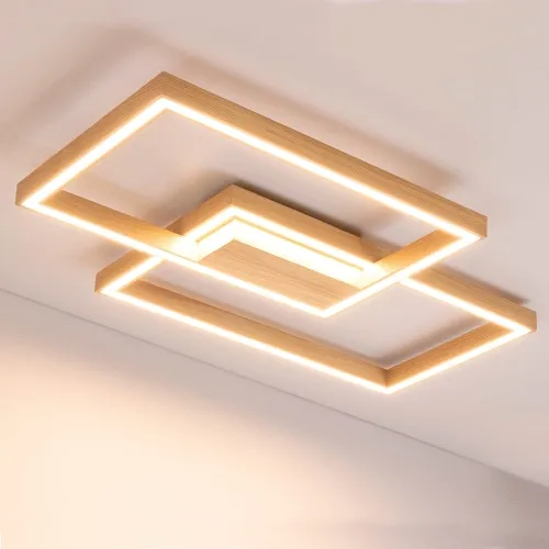 Bezpieczne zakupy Prostokątna lampa plafon sufitowy z drewna dębowego Spot-Light 9142274 Ramme LED 48W 3000K 82cm