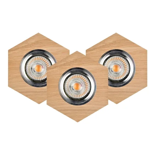 Lampa podtynkowa sześcienna plaster miodu z drewna dębowego zestaw 3 sztuki Spot-Light 2518374 Vitar 3xGU10 1cm x 10cm Łatwy zwrot