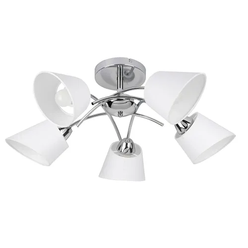 Dostępne od ręki Lampa sufitowa chromowana do salonu białe ścięte abażury z tkaniny Spot-Light 8341528 Mette 5xE27 29cm x 70cm