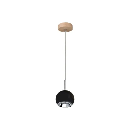 Lampa wisząca nowoczesna metalowa kula czarna z drewnianą rozetą Spot-Light 5143174 Ball Wood GU10 12cm Zamów teraz