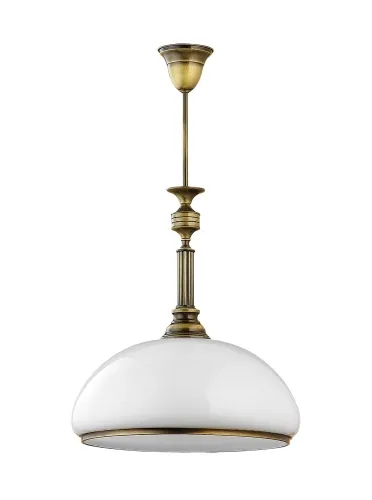 Nie przegap Mosiężna patynowana lampa sufitowa z solidnym szklanym mlecznym kloszem Jupiter 620 Zeus E27 40cm