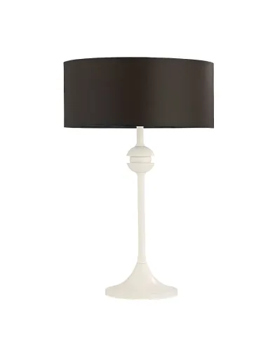 Promocja Lampa nocna stołowa biała podstawa i brązowy abażur Jupiter 1194 Kaszmir E27 54cm