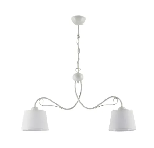 Hit sprzedaży Szeroka lampa wisząca postarzany biały stelaż i biało-szare abażury Jupiter 1344 Kamelia 2xE27 80cm