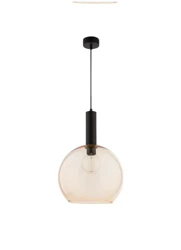 Czarna lampa wisząca z bursztynowym szklanym kloszem Jupiter 1575 Laf E27 30cm Popularny