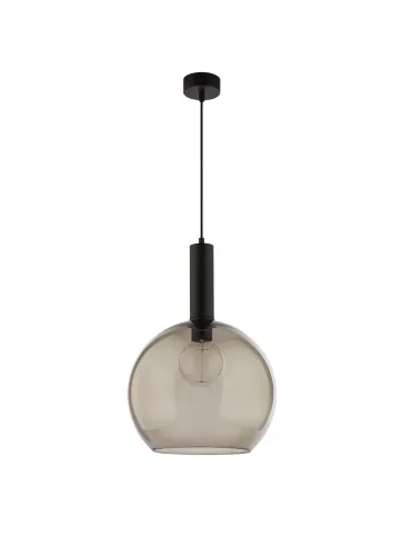Szybka wysyłka Czarna lampa wisząca z dymnym szklanym kloszem Jupiter 1576 Laf E27 30cm