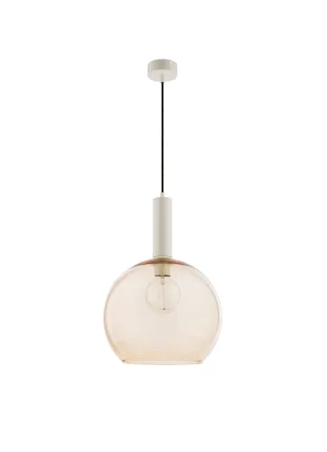 Biała lampa wisząca z bursztynowym szklanym kloszem Jupiter 1572 Laf E27 30cm Tylko dziś