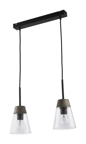 Okazja Czarno antracytowa lampa wisząca z transparentnymi kloszami Jupiter 1679 Domino 2xE27 45cm