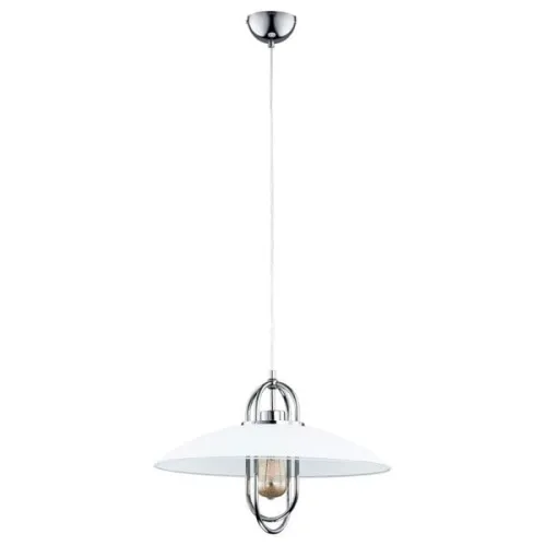 Taniej Nowoczesna pojedyncza lampa wisząca loft z chromowanym stelażem i białym kloszem Salix Chrom Alfa 60454 E27 90cm x 30cm