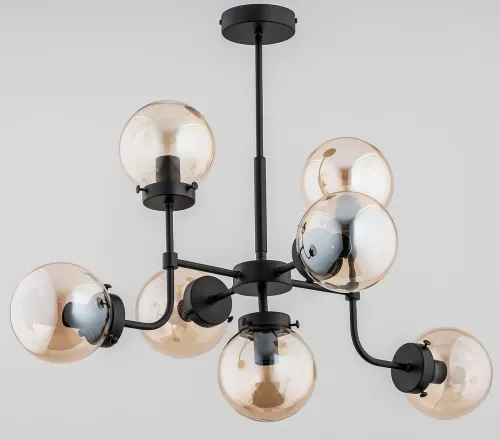 Bestseller Lampa sufitowa nowoczesna Alfa 25747 Transformers Black 7xE14 55cm x 80cm czarny stelaż klosze bursztynowe