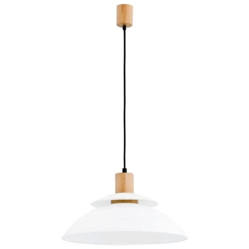Zniżka Lampa wisząca pojedyncza drewniana z białym szklanym kloszem Tropic Alfa 60356 E27 100cm x 30cm