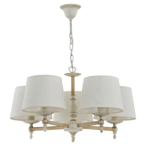 Taniej Lampa antyczna biała na łańcuchu z abażurami i zdobioną rozetą Roksana White Alfa 18535 5xE14 60cm x 55cm