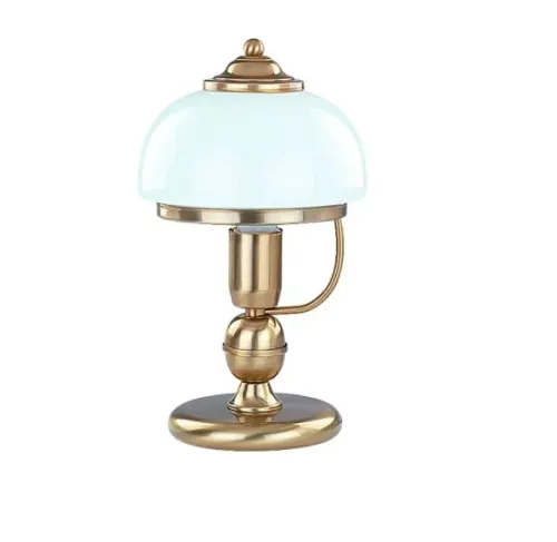 Klasyczna lampa nocna vintage złota podstawa i biały szklany klosz Paris Alfa 4512 E27 35cm Szybka dostawa