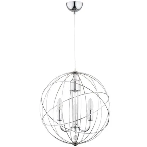 Premium Chromowana lampa wisząca typu świecznik w metalowej kuli Piko II Alfa 62021 3xE14 90cm x 43cm