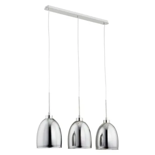 Zniżka Lampa Wisząca Trzy Klosze na Listwie Alfa 60140 Ronda 3xE27 70cm x 100cm chrom szkło