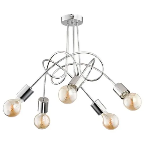 Lampa sufitowa żyrandol chromowany bez kloszy dekoracyjnie kręcony układ ramion Tango Chrome Alfa 24465 5xE27 41cm x 50cm Szybka dostawa