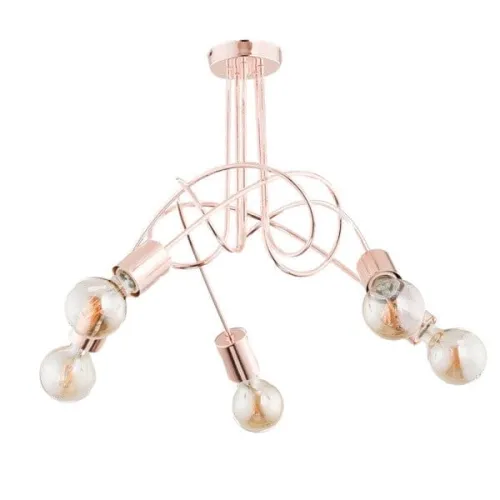 Miedziana lampa sufitowa bez kloszy metalowy stelaż kręcone ramiona Tango Copper Alfa 24325 5xE27 41cm x 50cm Kup teraz