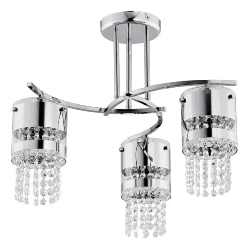 Lampa sufitowa chromowana szklane cylindryczne klosze z wiszącymi kryształkami Bruno Alfa 20983 3xE27 38cm x 51cm Nie przegap